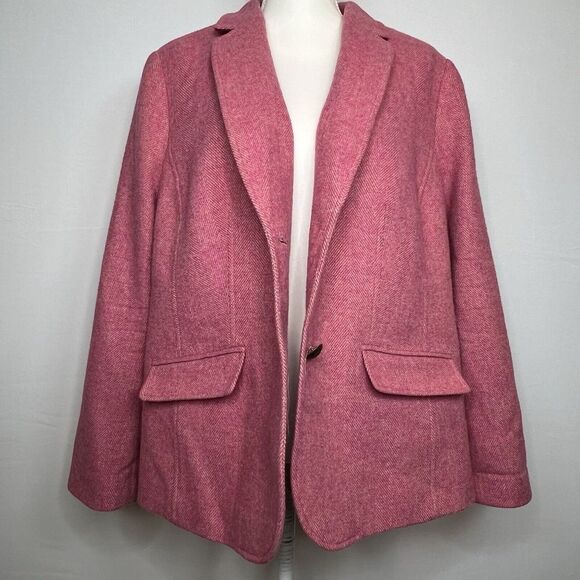 Talbots Pink Wool Tea Coffee Cup Lining Business Casual Blazer Jacket Size 18 - Picture 10 of 10